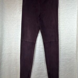 Elie Tahari Burgundy Suede-Look Leggings (A0103)